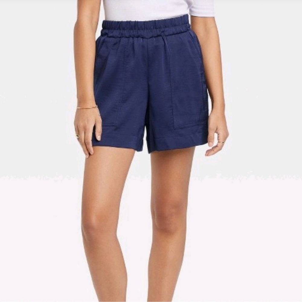 BOGO!! A New Day Pull-On Satin Shorts in Navy - Picture 3 of 9